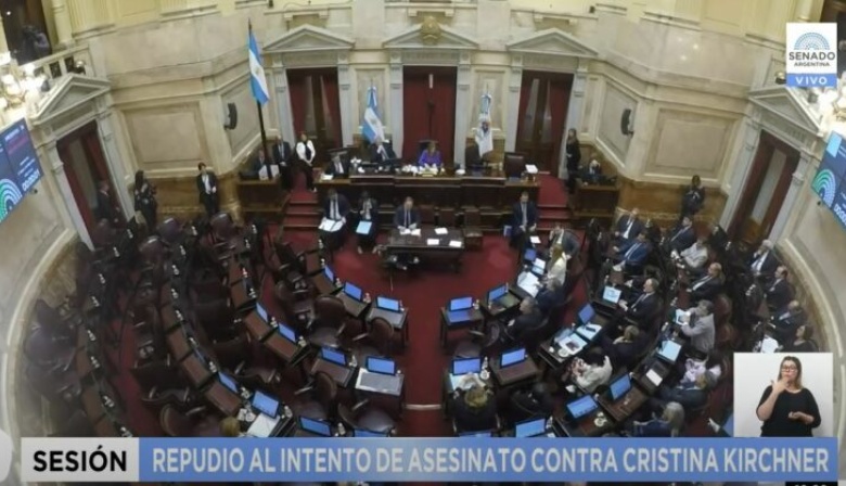 Sin la oposición, el Senado aprobó una declaración de repudio contra el atentado a Cristina Fernández