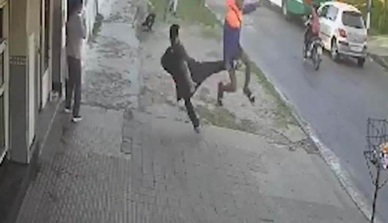 La Plata: un vecino detuvo a un ladrón con una patada voladora y todo quedó registrado por una cámara